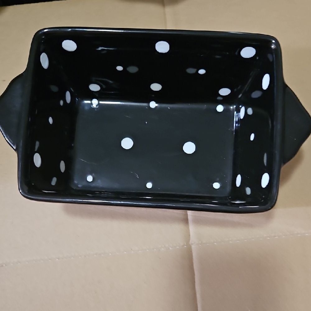Temp-Tations Black and White Polka Dot Baking Dish